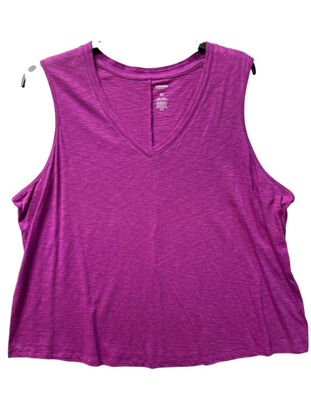 Sonoma Goods For Life Womens Plus Size 2X Sleeveless V-Neck Tank Top Magenta